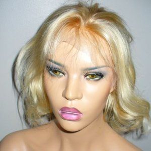 Human hair blonde very light roots lots of lace S